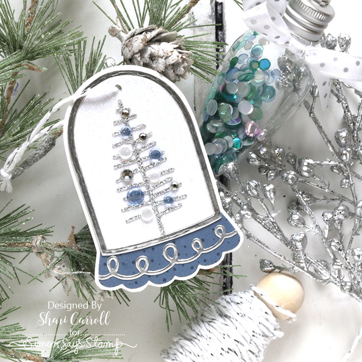 Simon Says Stamp Small Bottle Brush Trees Wafer Dies s894 All The Joy Christmas Tag