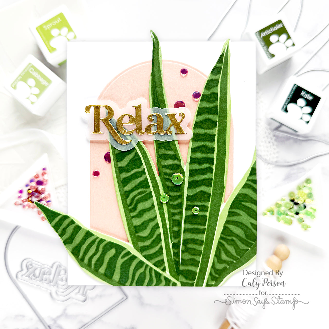 Simon Says Stamp Set of 5 Stencils Snake Plant 1085mtc Moments in Time Relax Card | color-code:ALT01
