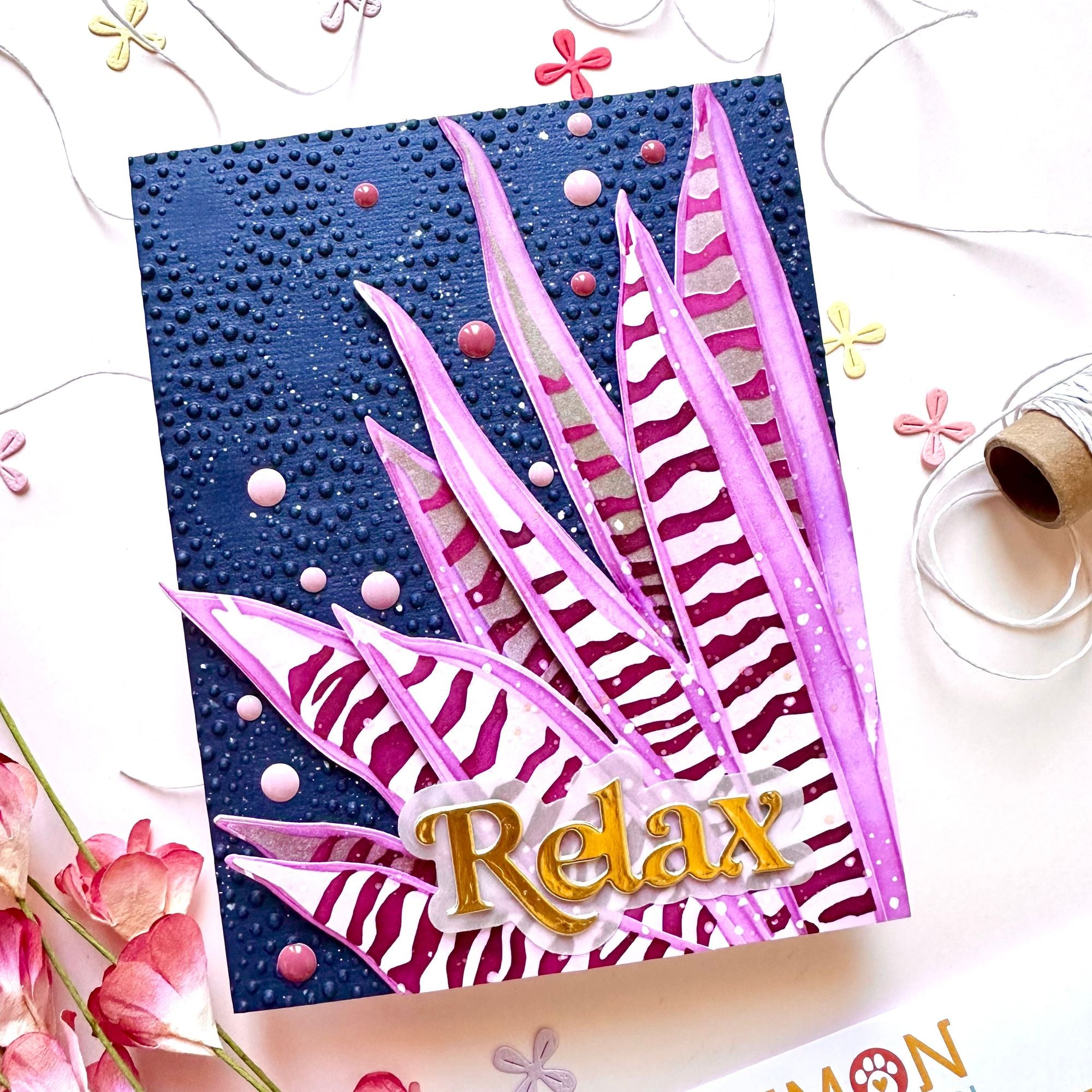 Simon Says Stamp Set of 5 Stencils Snake Plant 1085mtc Moments in Time Relax Card