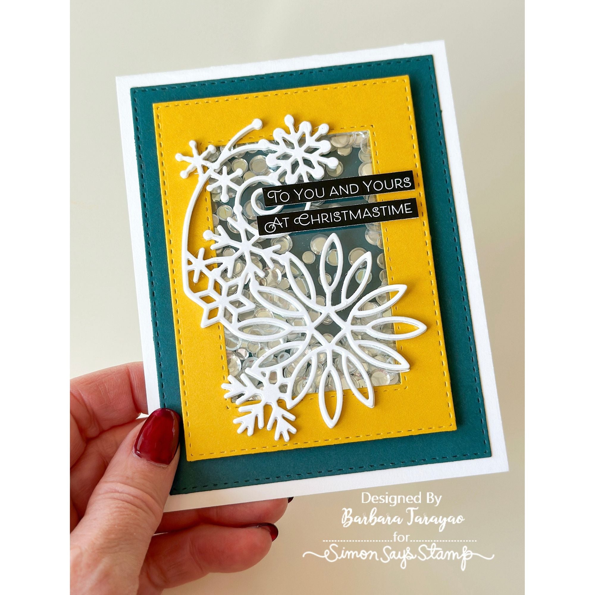 Simon Says Stamp Snowflake Swirl Wafer Die s948 DieCember Holiday Card