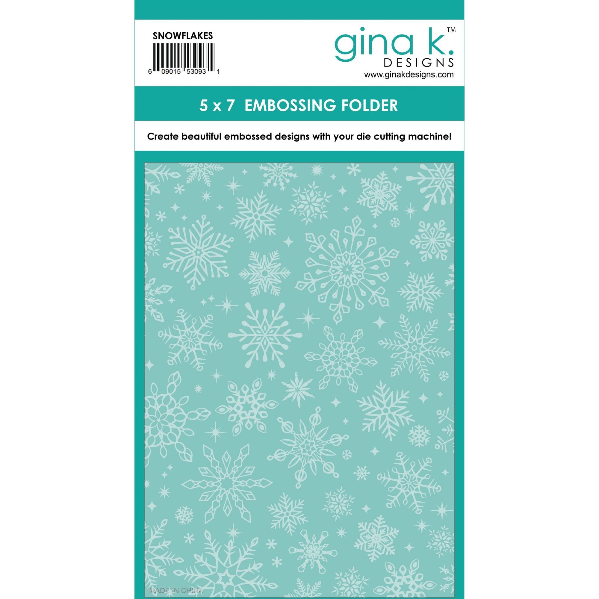 Gina K Designs SNOWFLAKES 5x7 Inch Embossing Folder efs