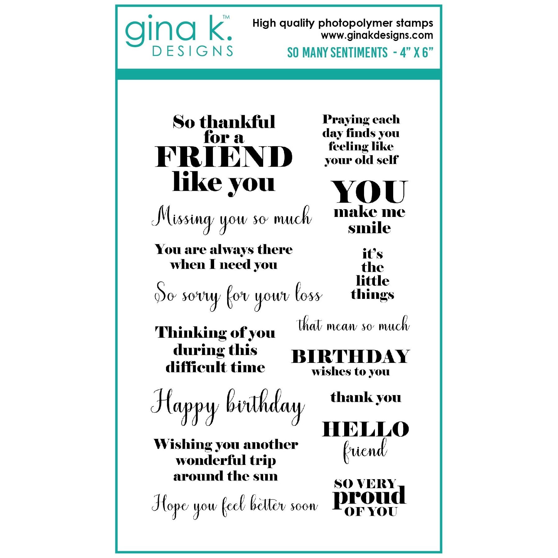 Gina K Designs SO MANY SENTIMENTS Clear Stamps gkd134