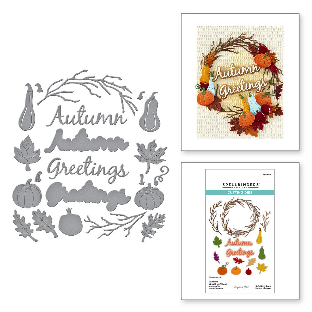 Spellbinders Autumn Greetings Wreath Etched Dies s4-1456