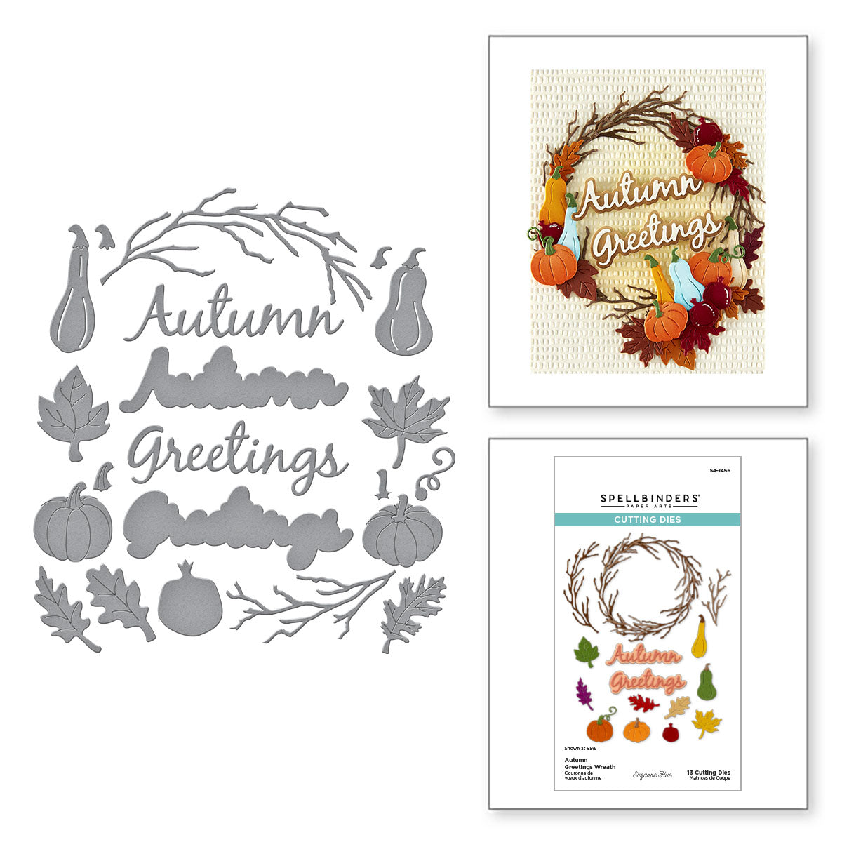 Spellbinders Autumn Greetings Wreath Etched Dies s4-1456