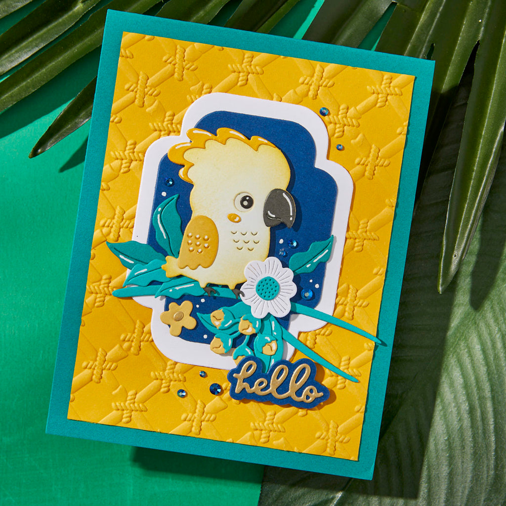 Spellbinders Bamboo Screen 3D Embossing Folder e3d-121 hello