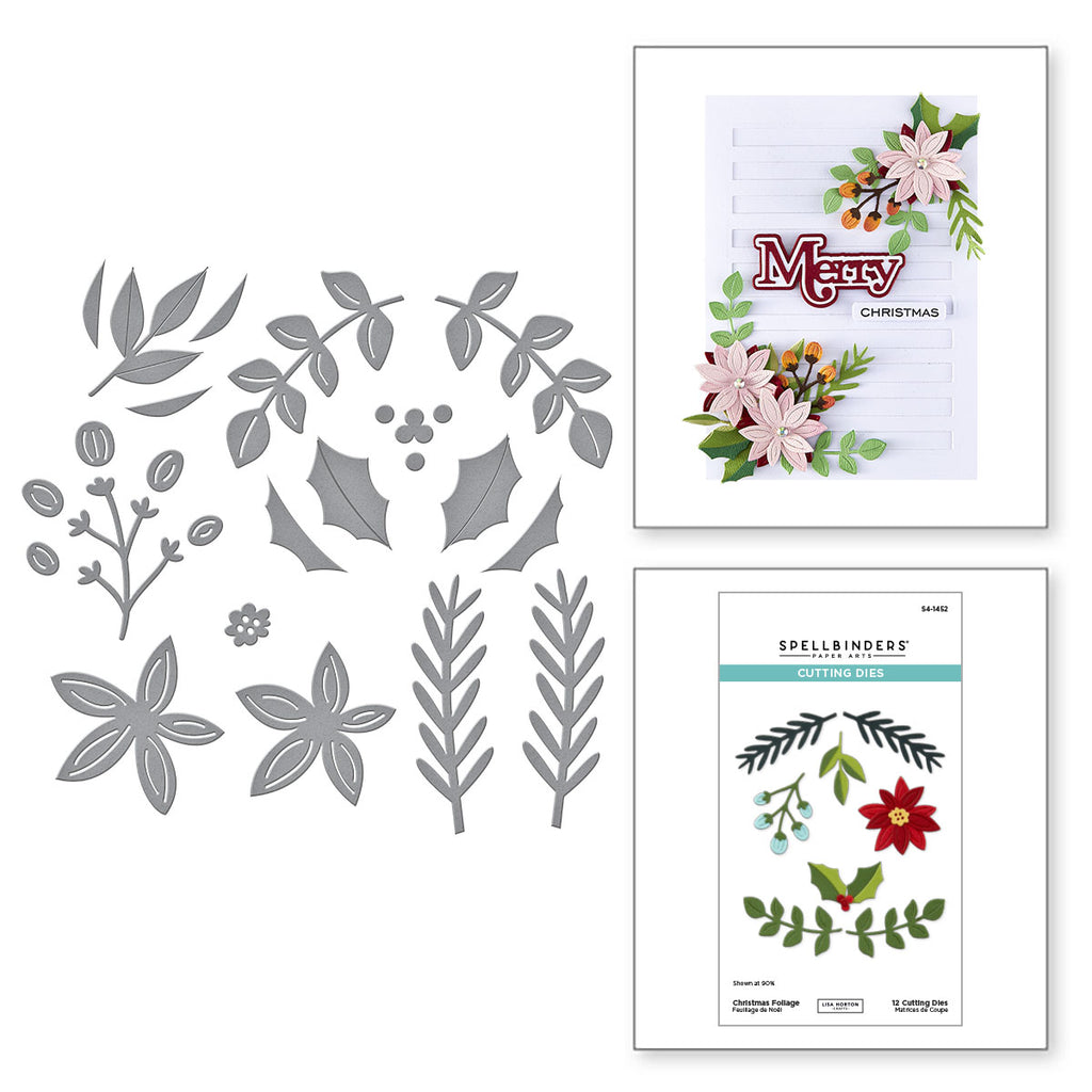 Spellbinders Christmas Foliage Etched Dies s4-1452 merry