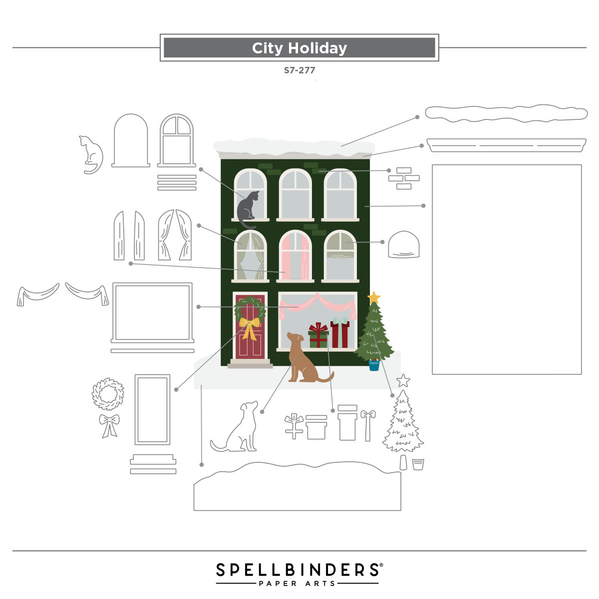 Spellbinders City Holiday Etched Dies s7-277 guide