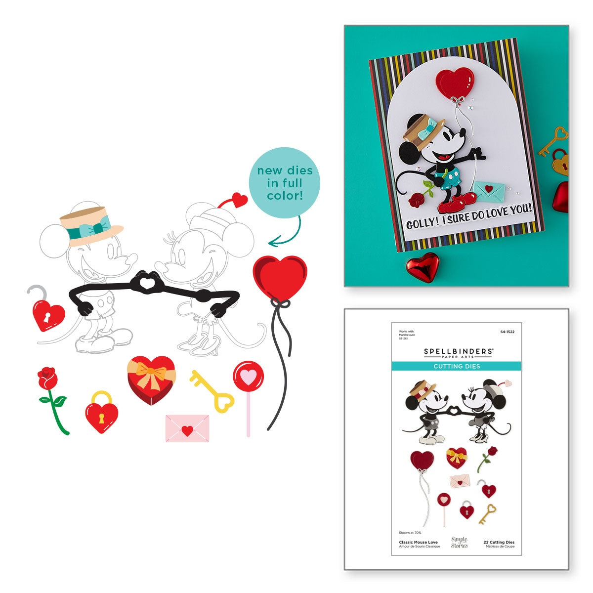 Spellbinders Classic Mouse Love Etched Dies s4-1522
