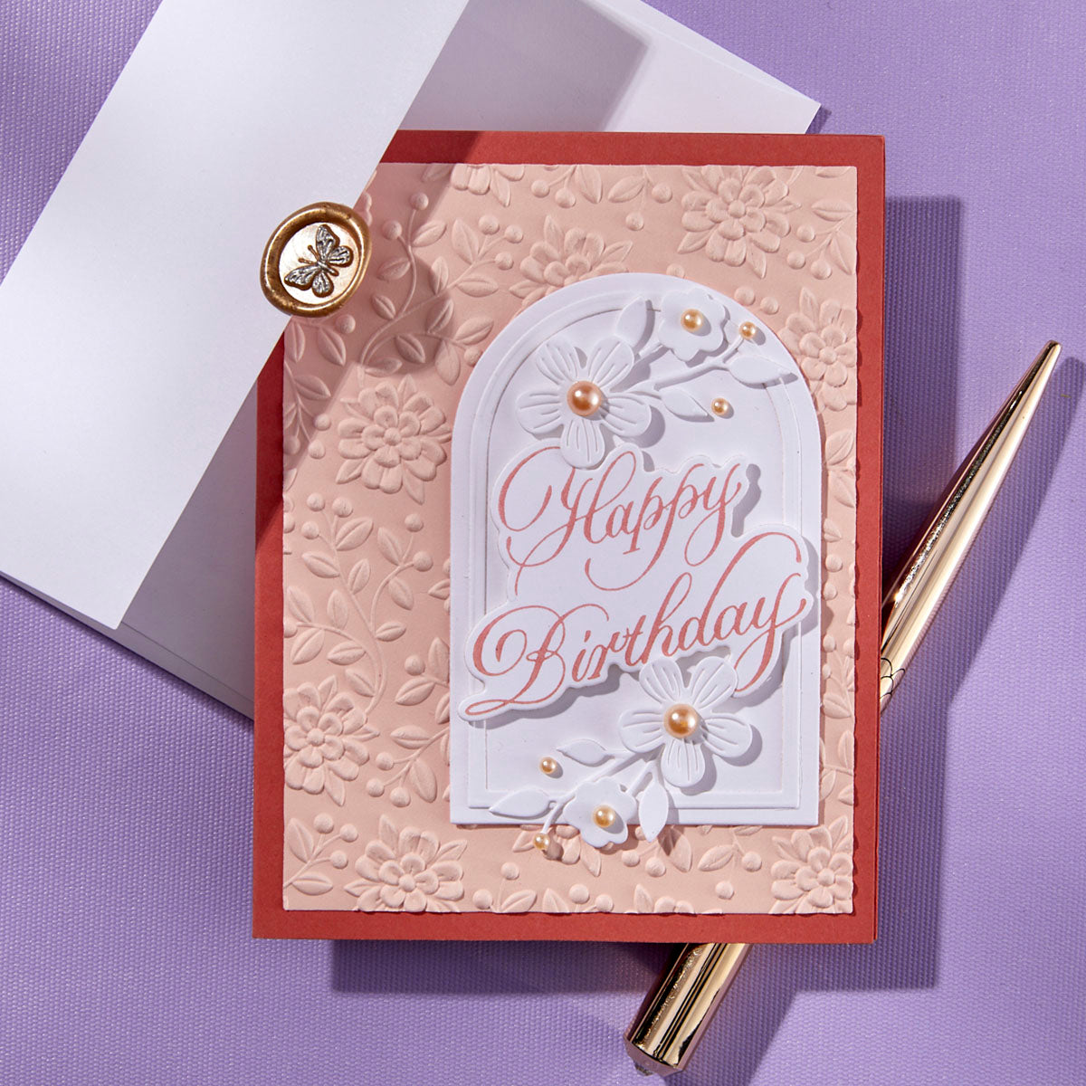 Spellbinders Copperplate Happy Birthday and Everything BetterPress Plate and Die bp-274 flower