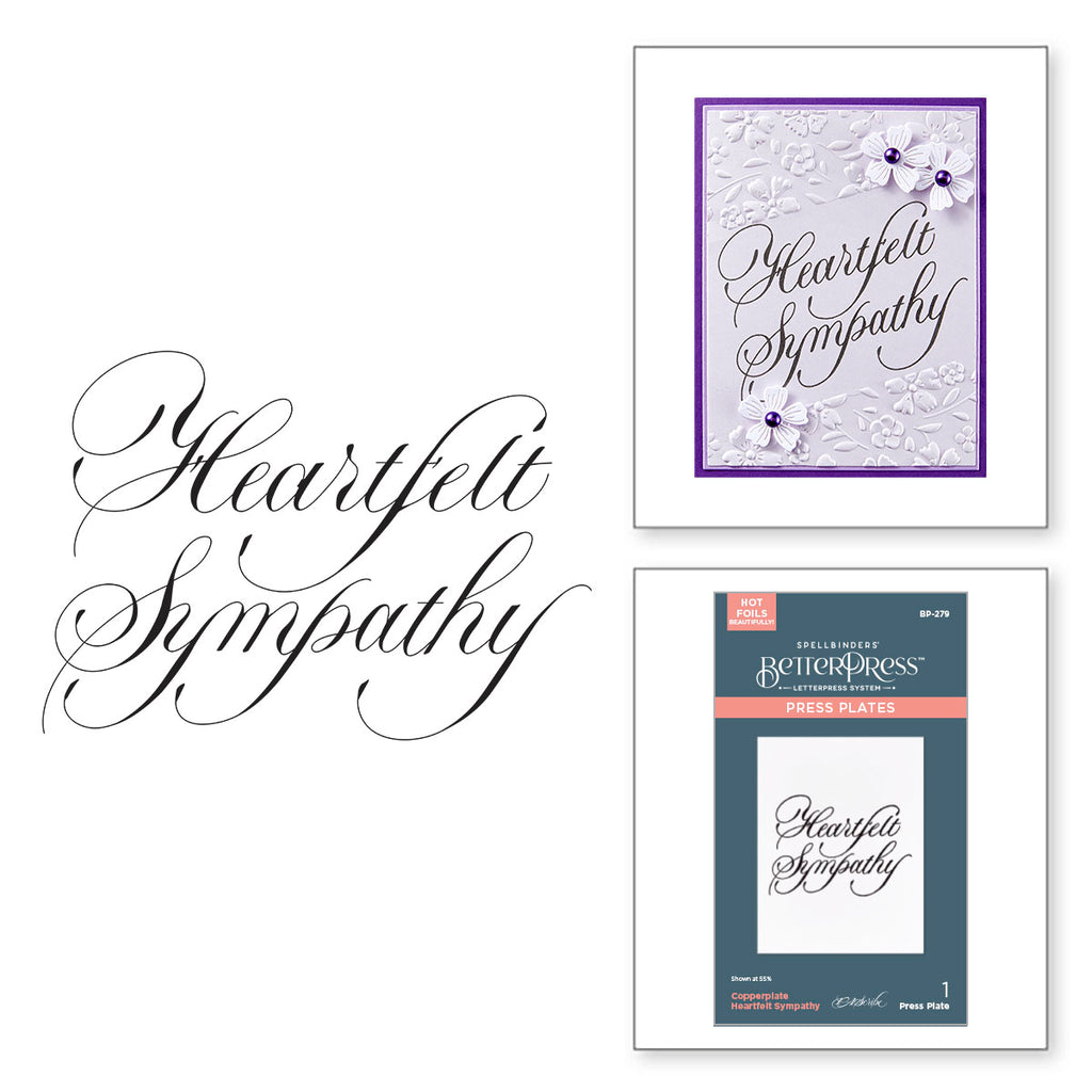 Spellbinders Copperplate Heartfelt Sympathy BetterPress Plate bp-279