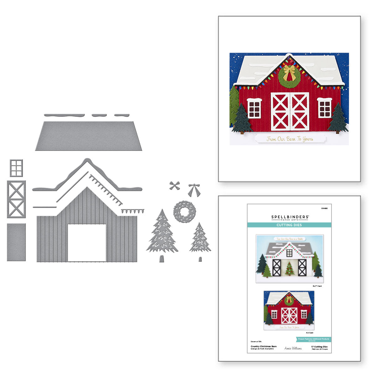 Spellbinders Country Christmas Barn Etched Dies s5-693