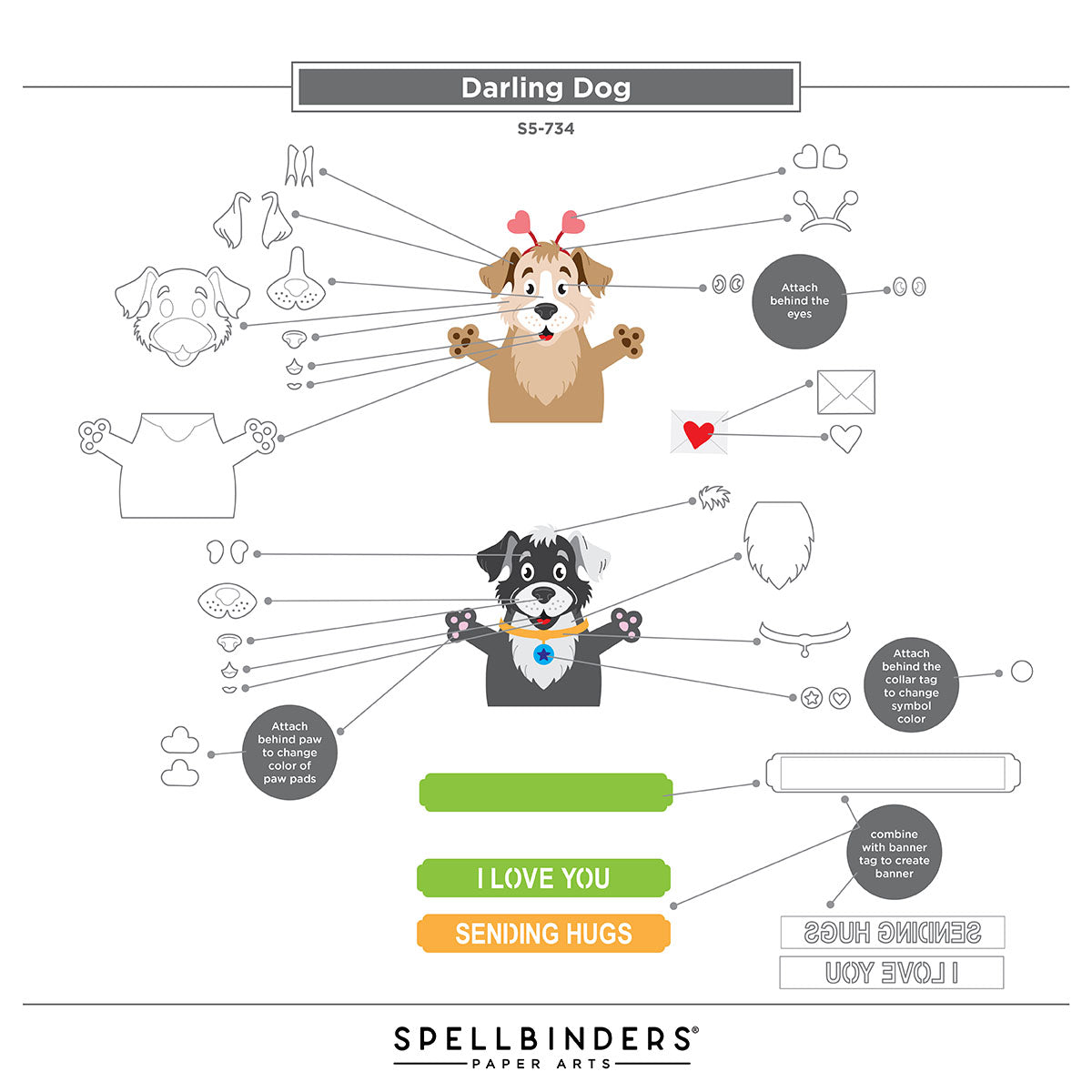 Spellbinders Darling Dog Etched Dies s5-734 guide
