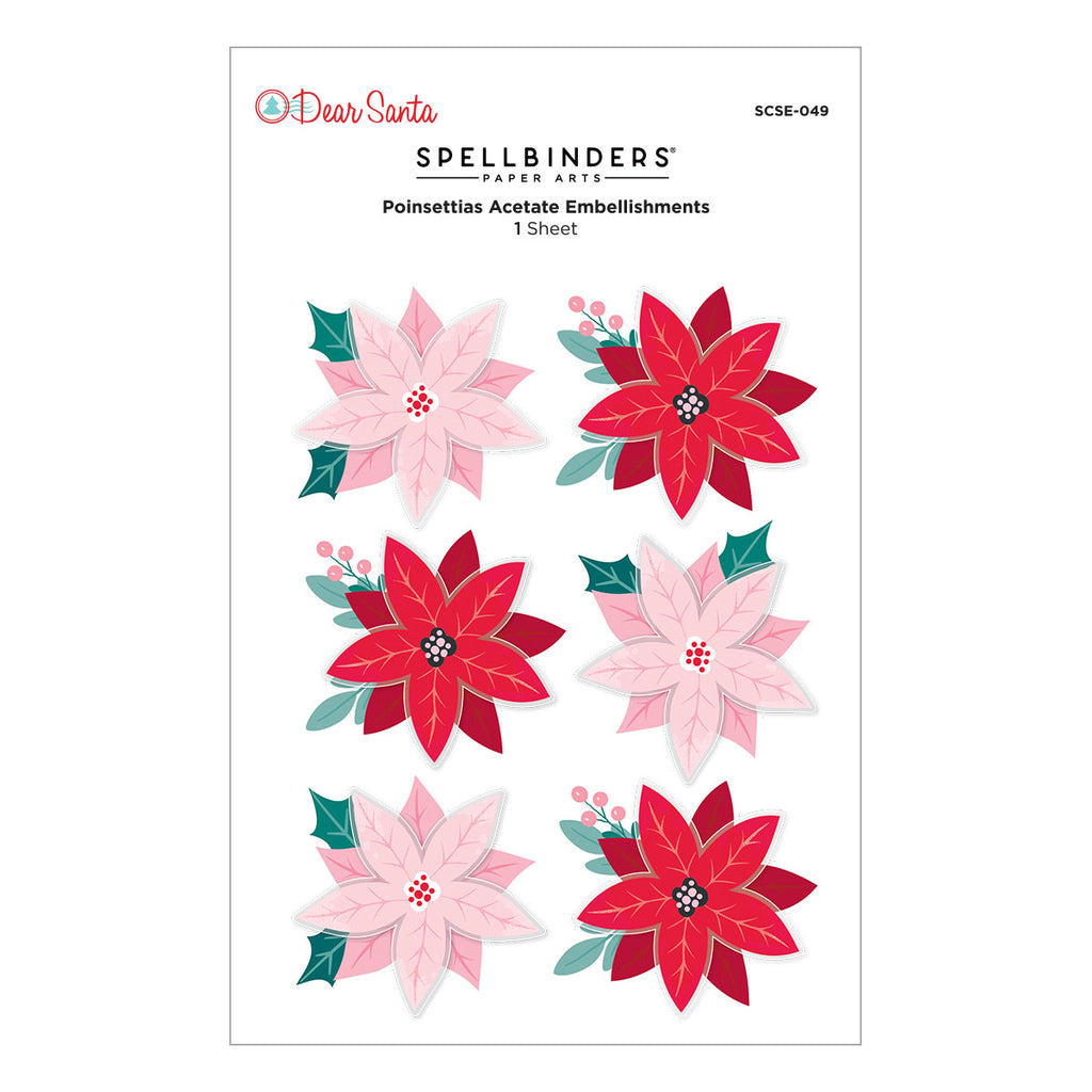 Spellbinders Dear Santa Poinsettias Dimensional Stickers scse-049