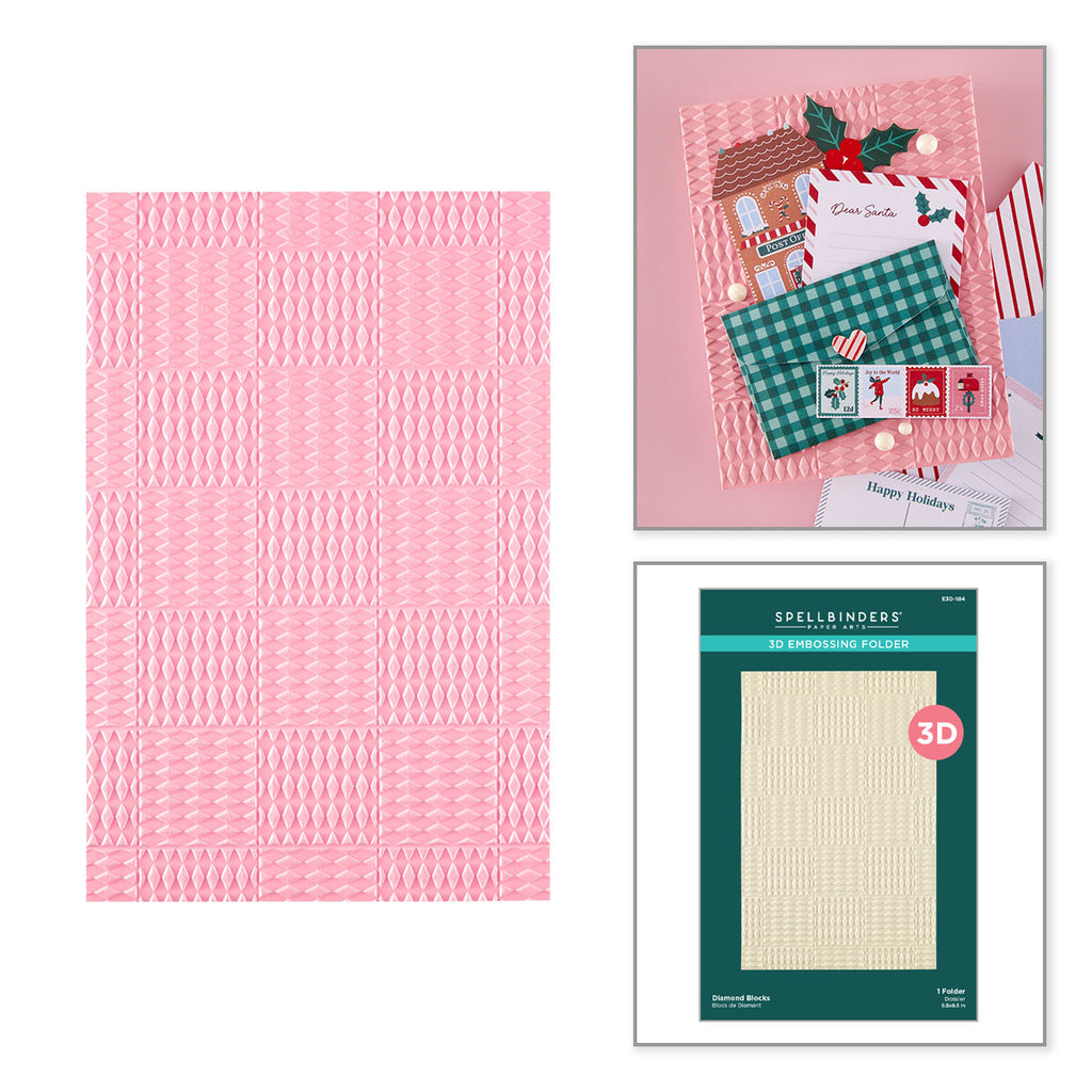 Spellbinders Diamond Blocks 3D Embossing Folder e3d-184