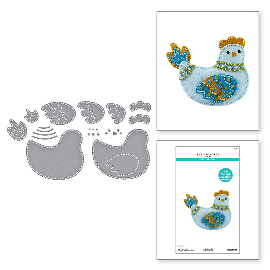 Spellbinders Felt Cozy Cluck Etched Dies s7-273