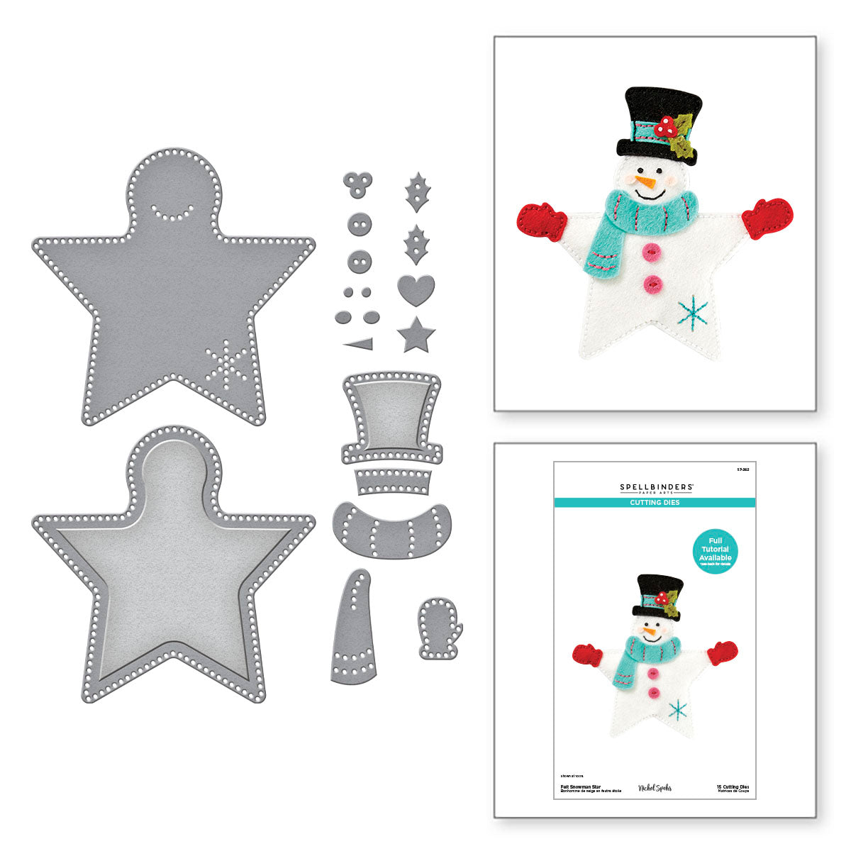 Spellbinders Felt Snowman Star Etched Dies s7-262