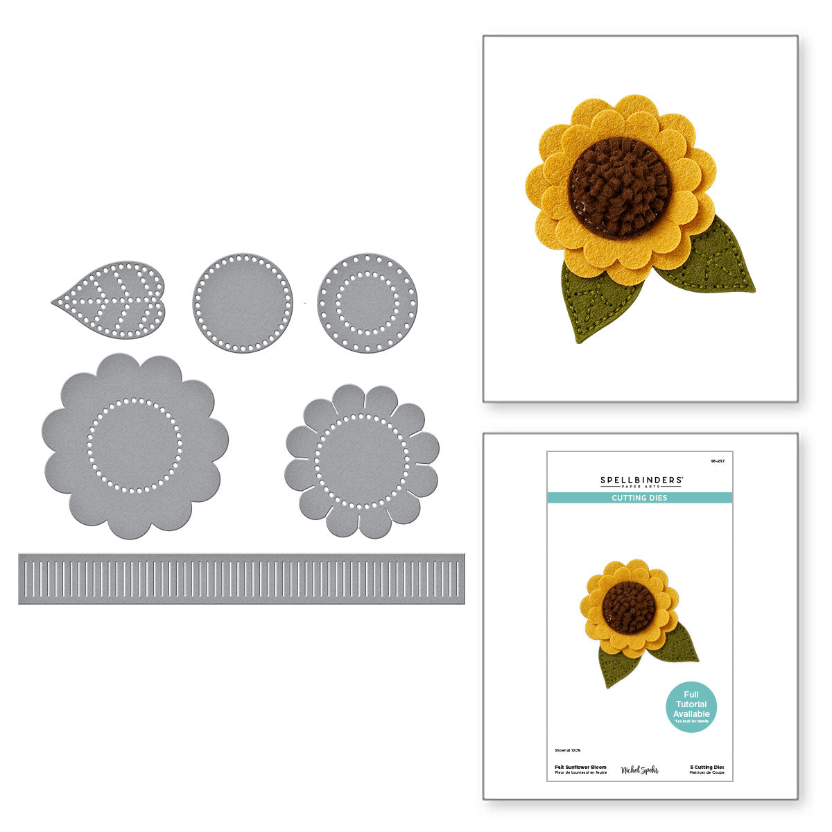 Spellbinders Felt Sunflower Bloom Etched Dies s6-257