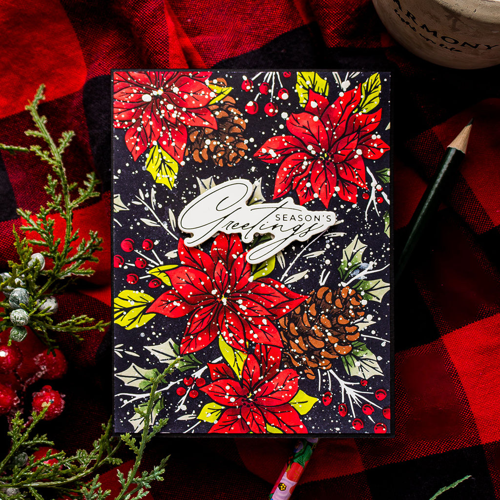 Spellbinders Festive Poinsettias Press Plate bp-226 pinecones | color-code:ALT01