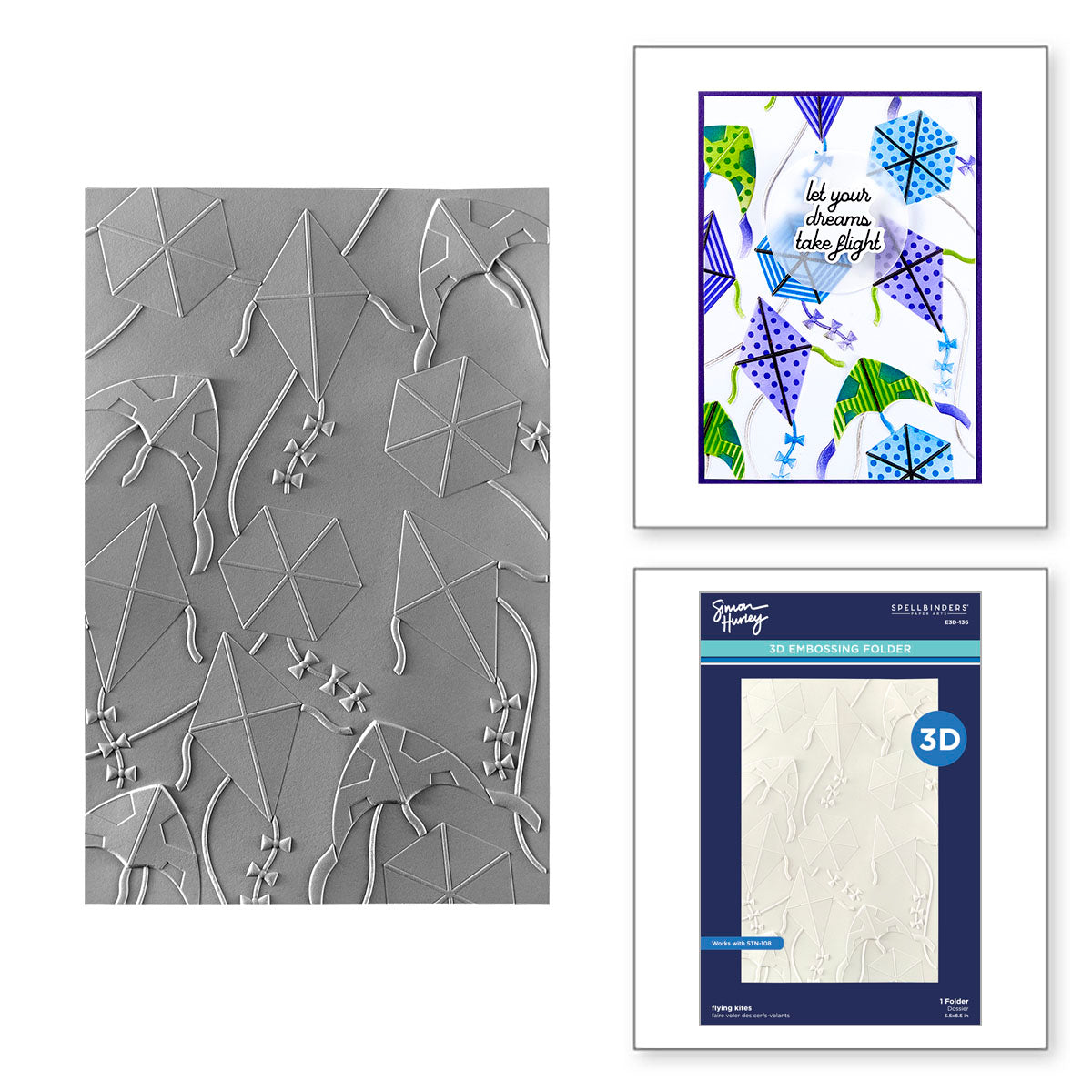 Spellbinders Flying Kites 3D Embossing Folder e3d-136