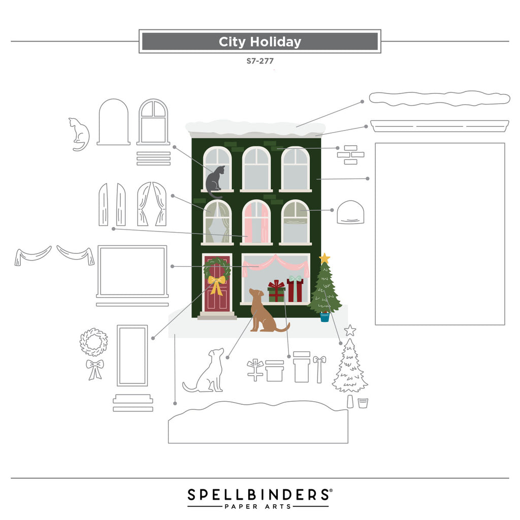 Spellbinders Halloween City Holiday Decorations Dies Bundle house assembly guide