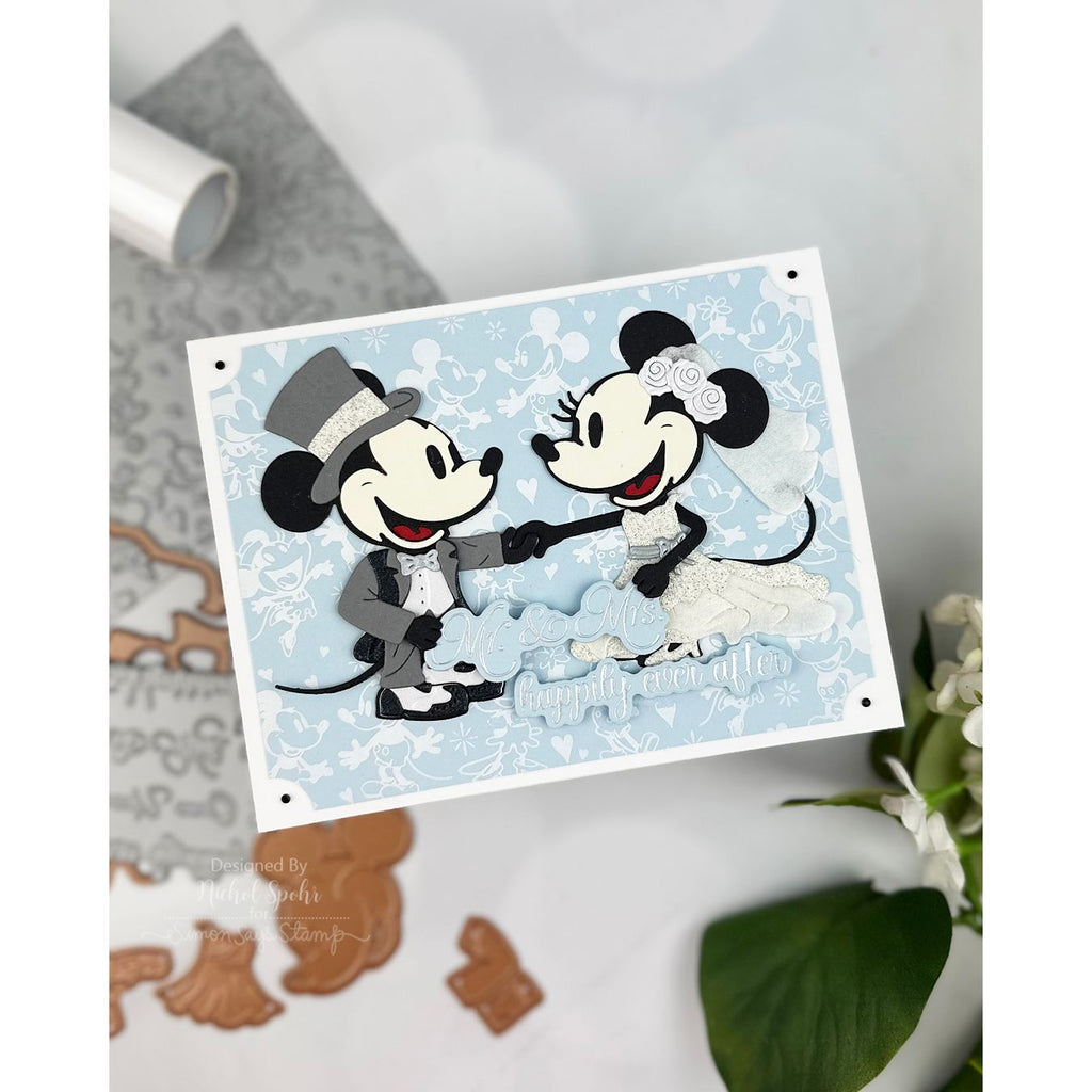 Spellbinders Happiest Place Press and Foil Plate bp-353 micky mini mouse wedding happily ever after card | color-code:ALT01