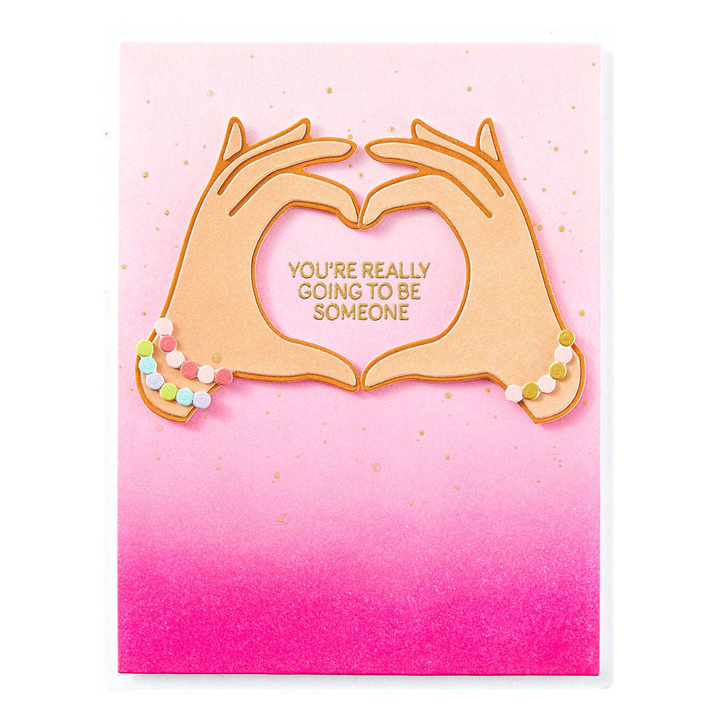 Spellbinders Heart Hands Etched Dies s4-1387 pink