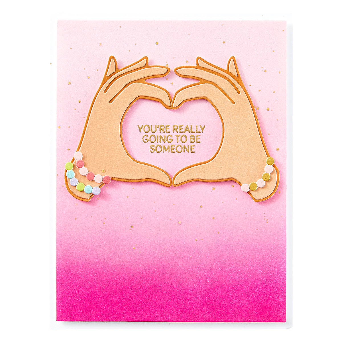 Spellbinders Heart Hands Etched Dies s4-1387 pink