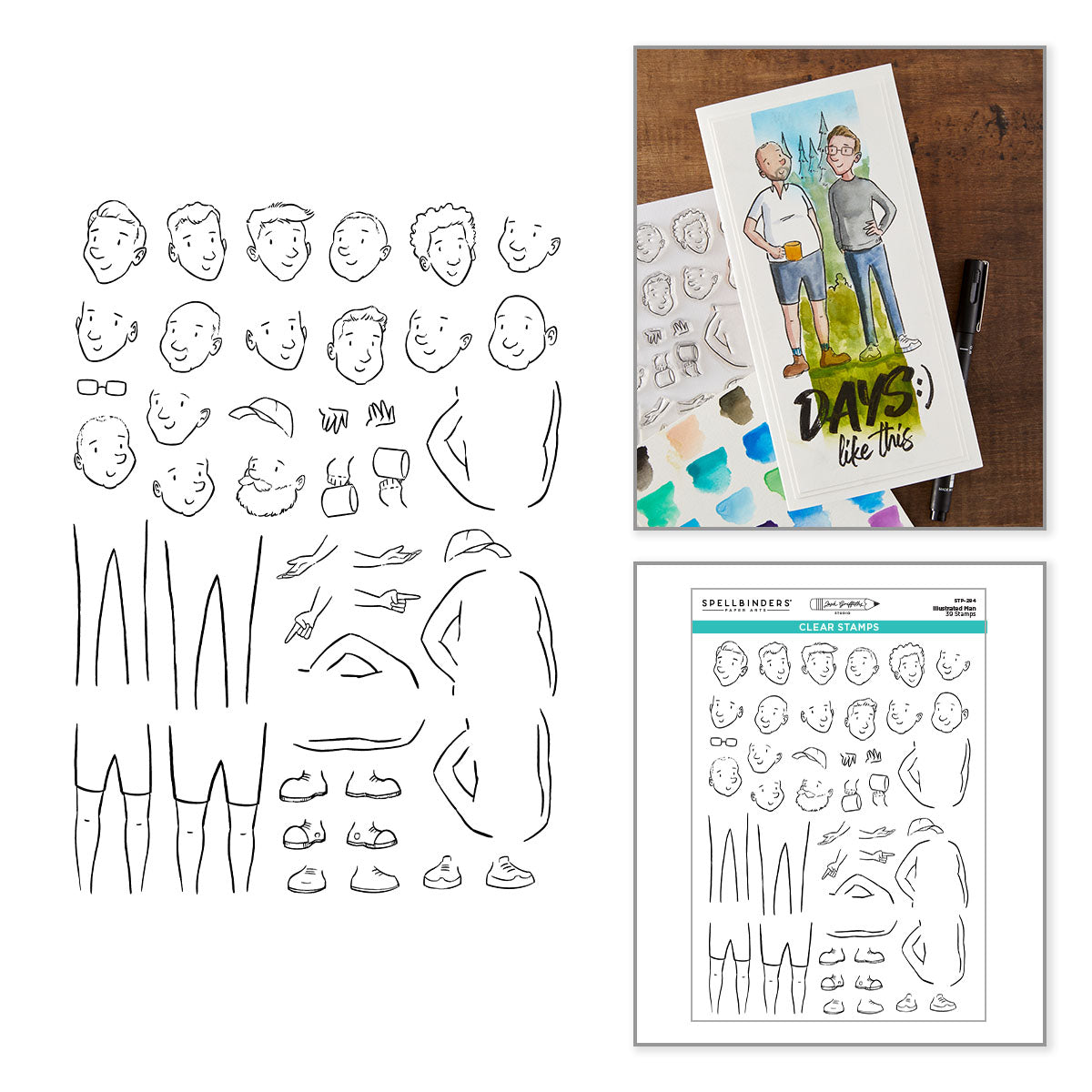 Spellbinders Illustrated Man Clear Stamp Set stp-284
