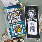 Spellbinders Keepsake Capsule Page Etched Dies s7-297 yellow flowers showtime remember blue edges card