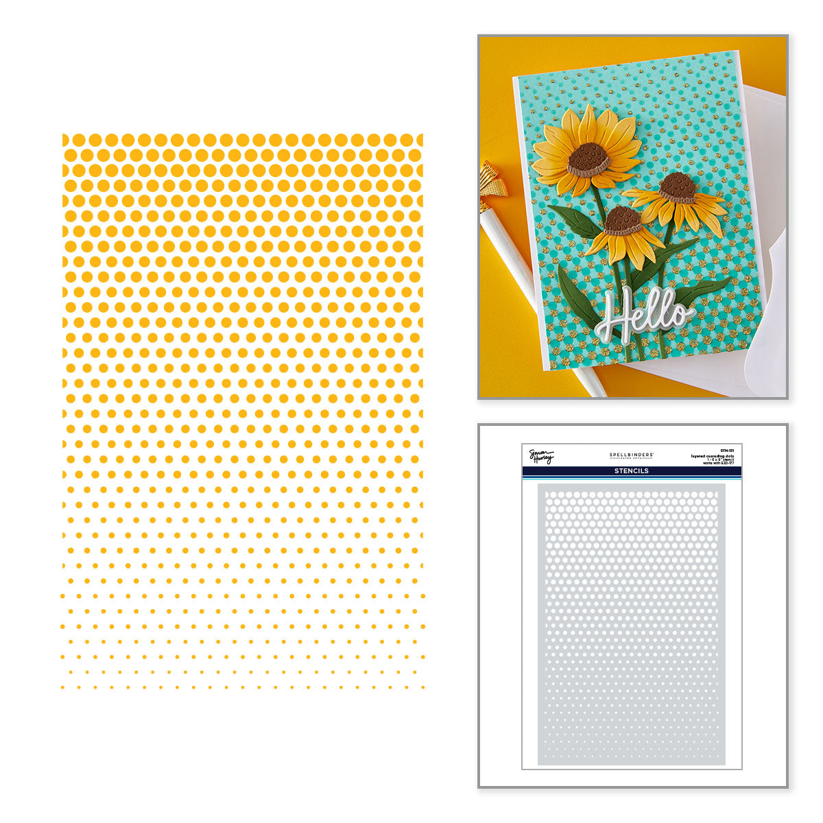 Spellbinders Layered Cascading Dots Stencil stn-131