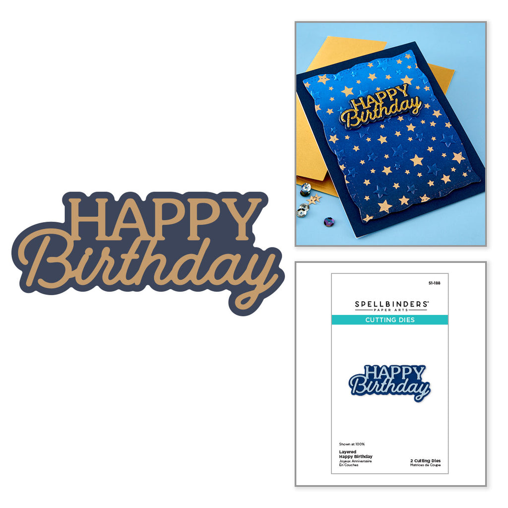 Spellbinders Layered Happy Birthday Etched Dies s1-188
