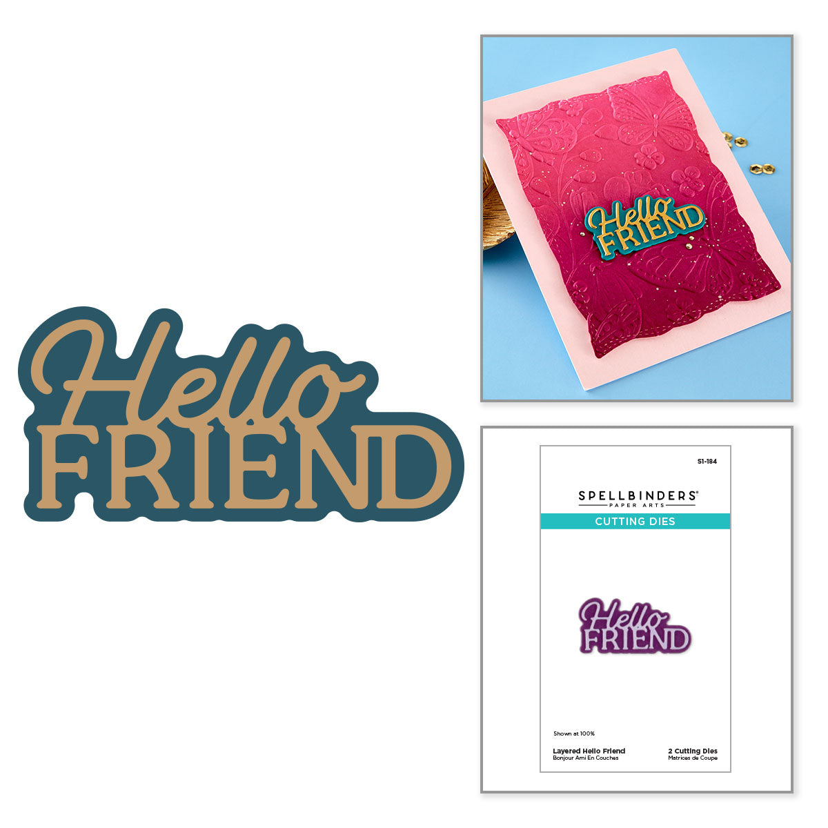 Spellbinders Layered Hello Friend Etched Dies s1-184