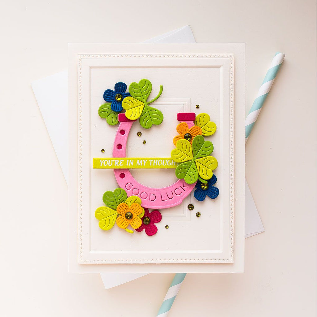 Spellbinders Molded Frame 3D Embossing Folder e3d-130 good luck