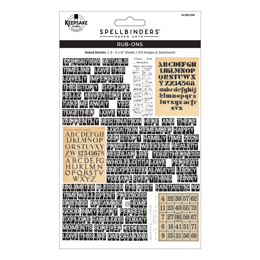 Spellbinders Noted Details Rub Ons scsr-016