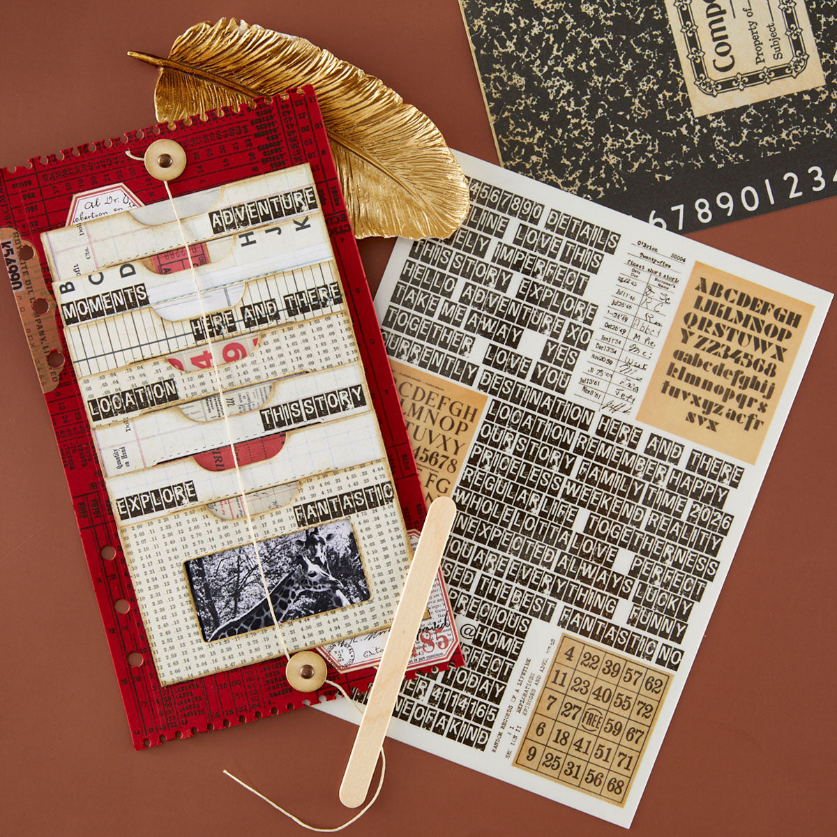 Spellbinders Noted Details Rub Ons scsr-016 gold feather alphabet location explore card