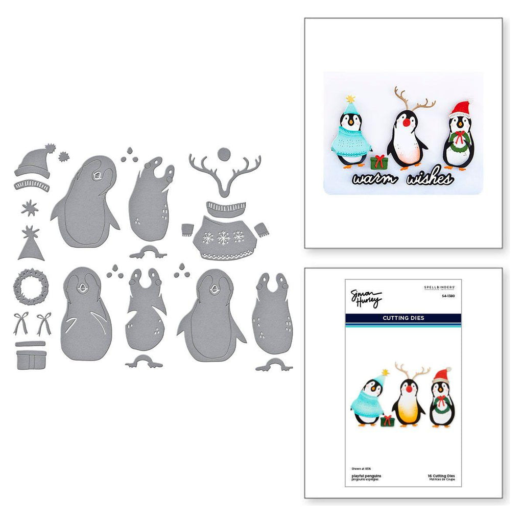 Spellbinders Playful Penguins Etched Dies s4-1380
