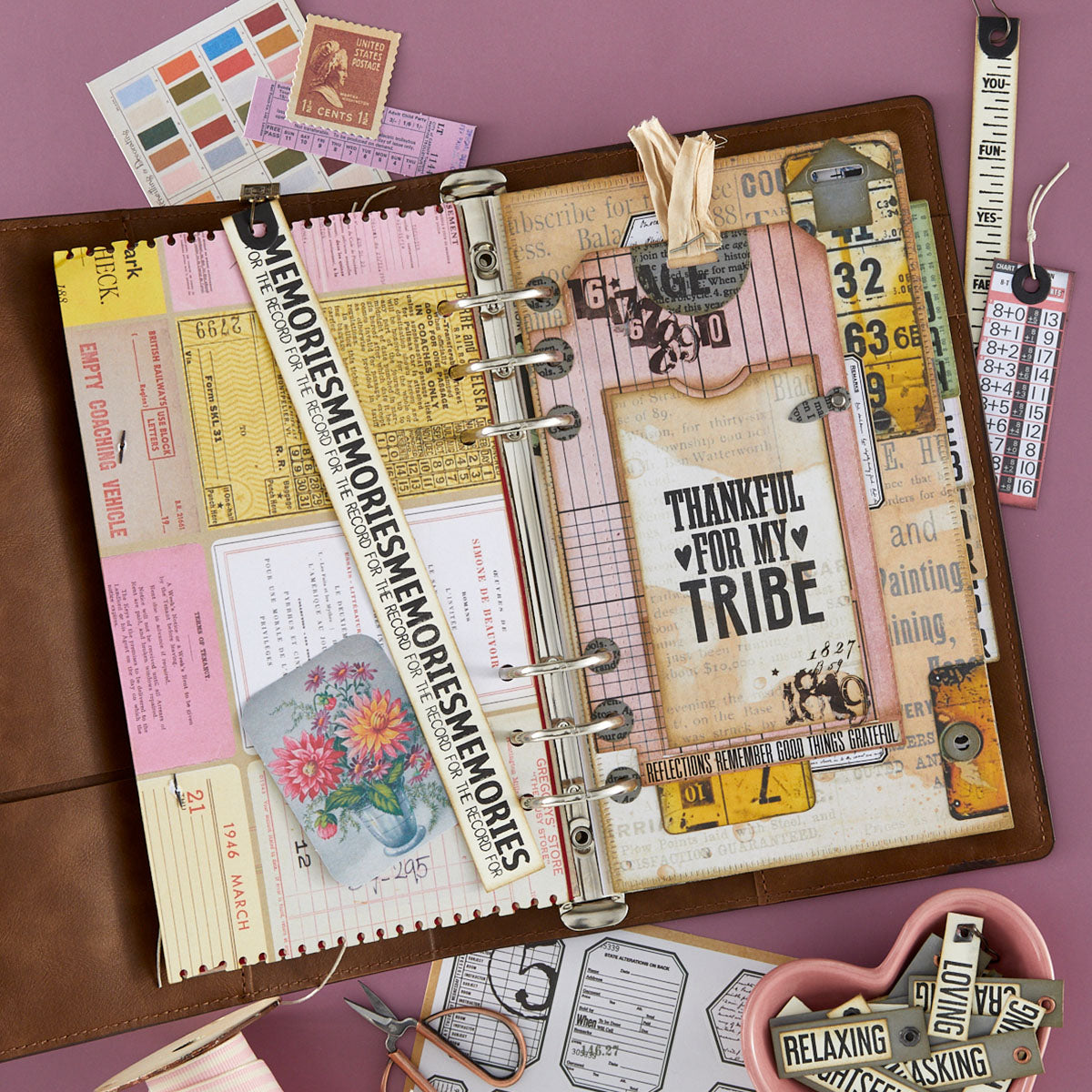 Spellbinders Reminiscence Book 10 Patterned Cardstock scsp-037 memories thankful for my tribe tag card