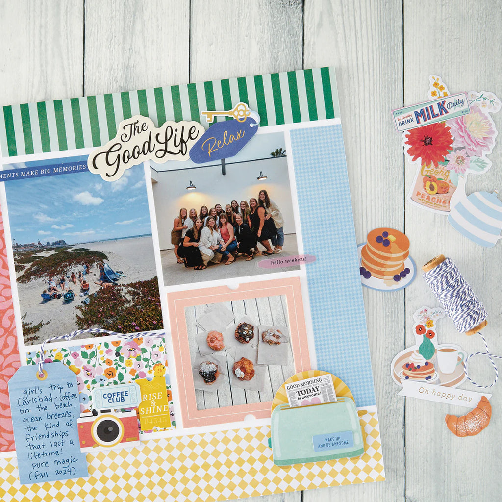 Spellbinders Rosie's Studio Breakfast in Bed 12x12 Designer Paper Pack 169215 day at the beach