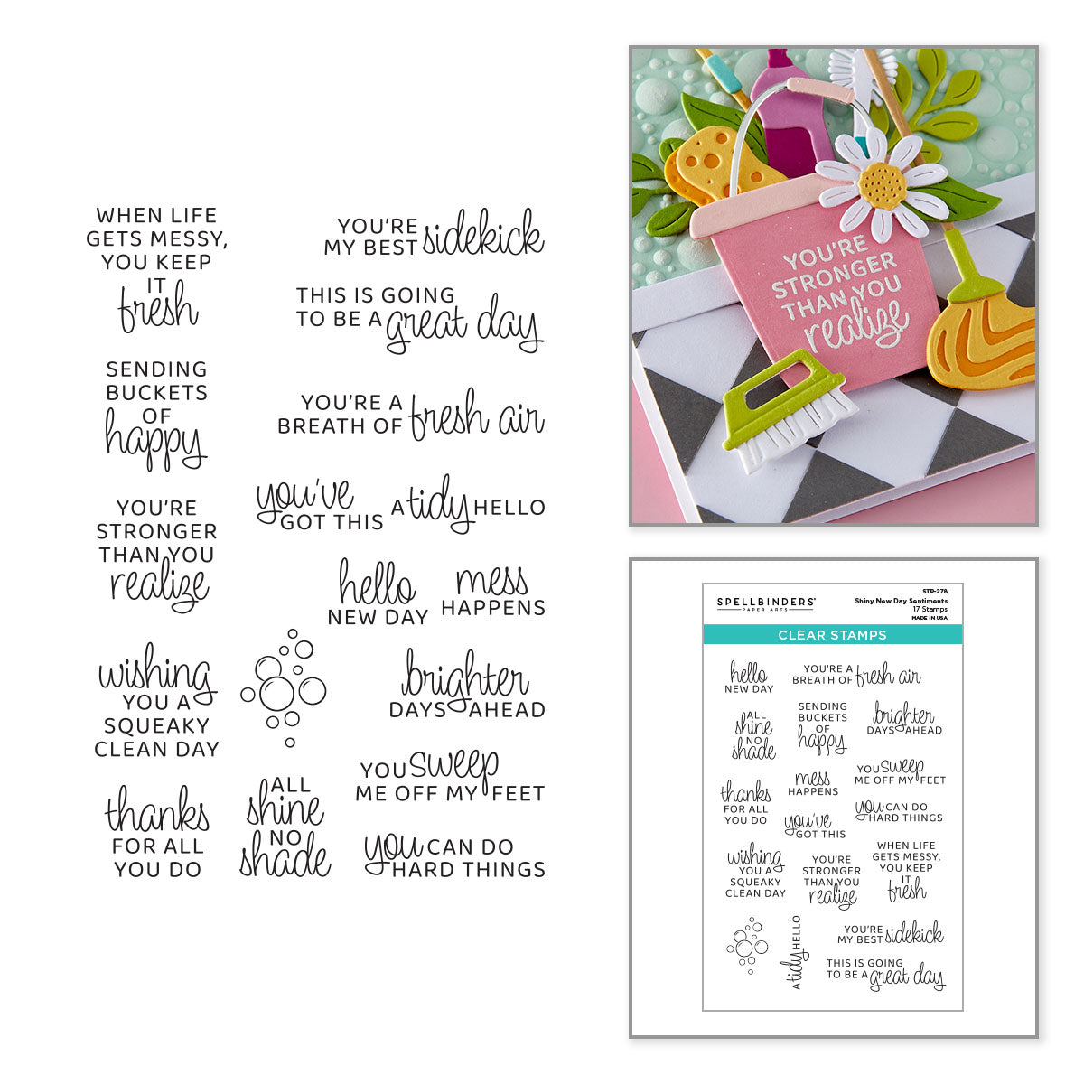 Spellbinders Shiny New Day Sentiments Clear Stamp Set stp-278