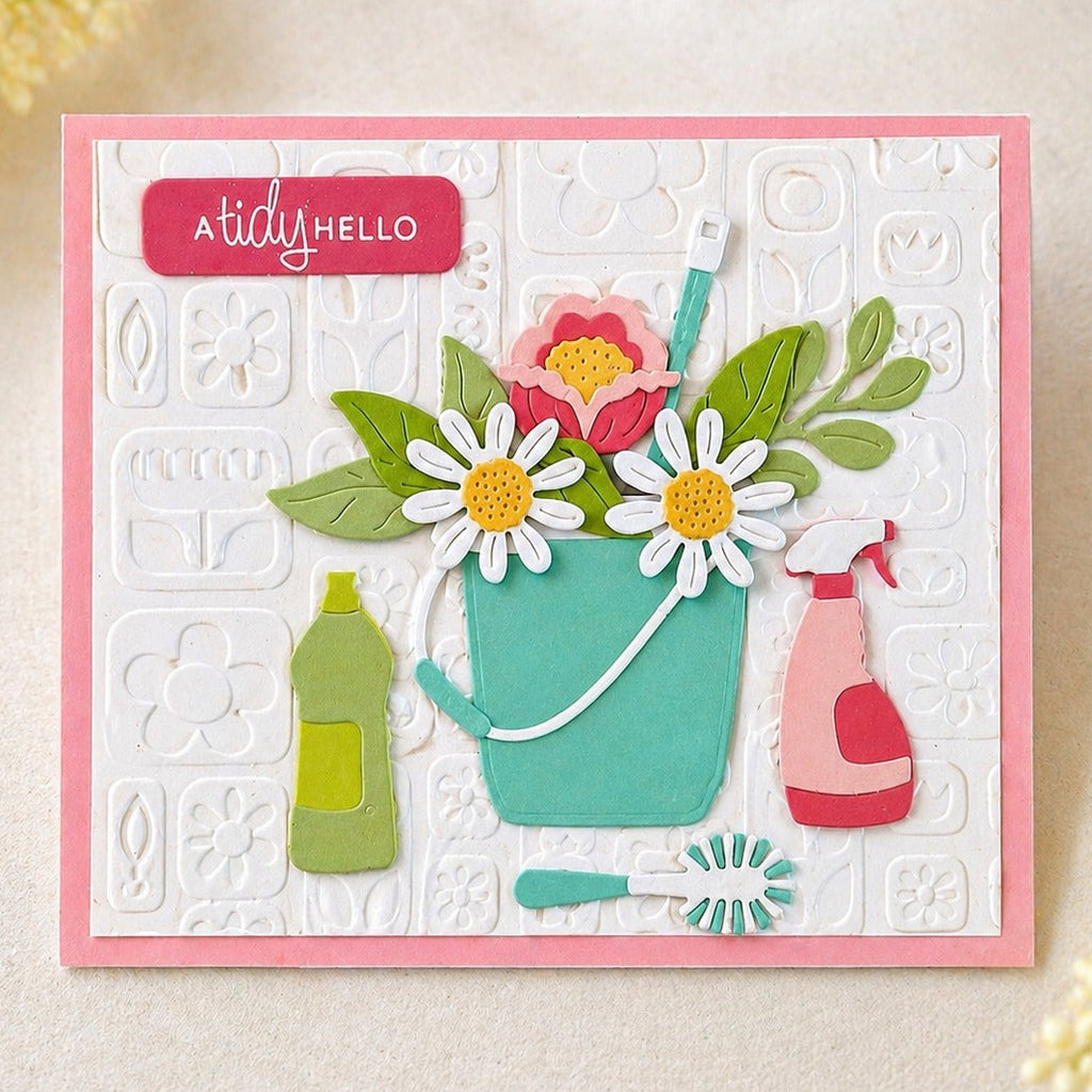 Spellbinders Shiny New Day Sentiments Clear Stamp Set stp-278 a tidy hello