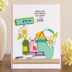 Spellbinders Shiny New Day Sentiments Clear Stamp Set stp-278 soap