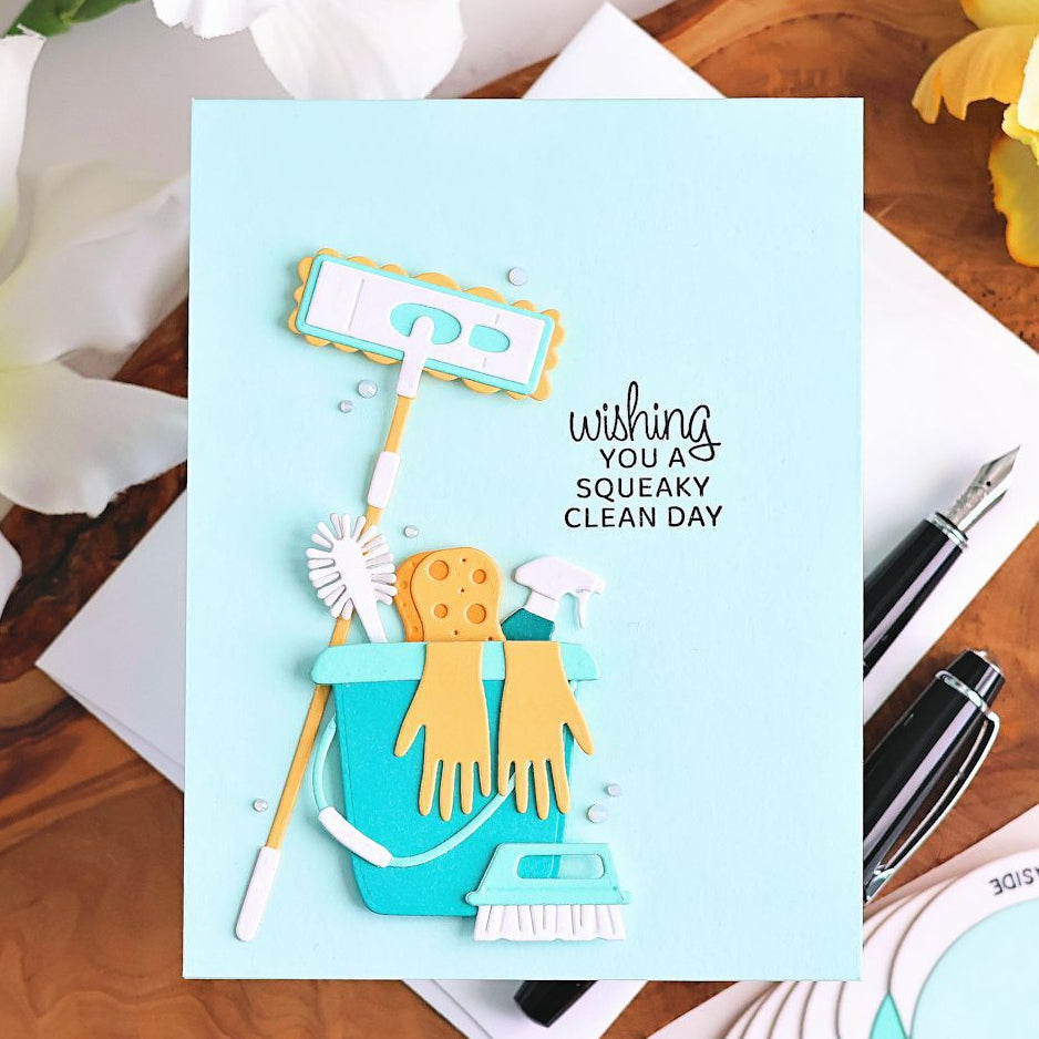 Spellbinders Shiny New Day Sentiments Clear Stamp Set stp-278 sponge
