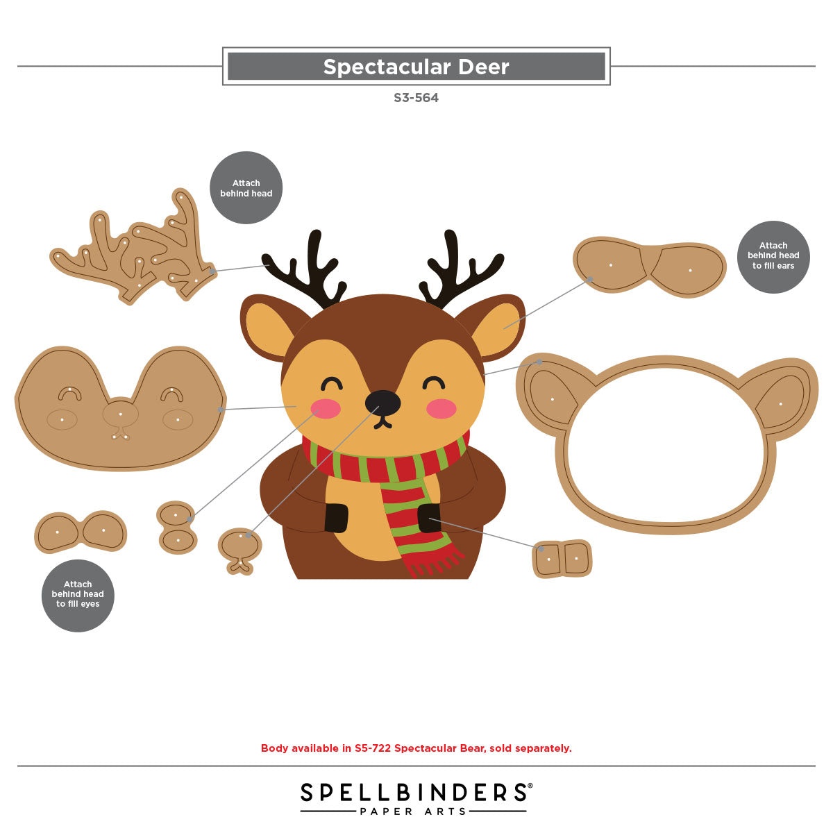 Spellbinders Spectacular Deer Etched Dies s3-564 contents