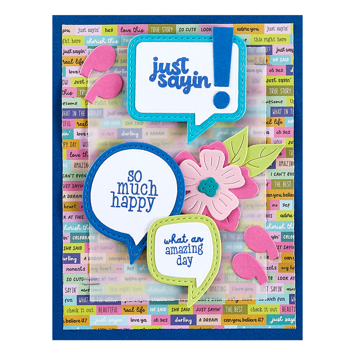 Spellbinders Speech Bubbles Sentiments Clear Stamp Set stp-250 so much happy