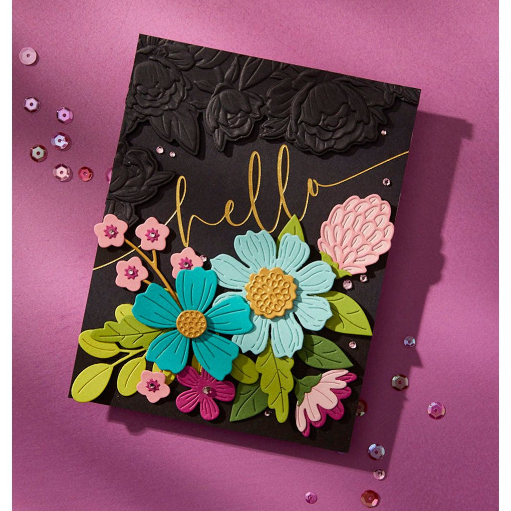 Spellbinders Vivid Blooms Etched Dies s6-250 hello