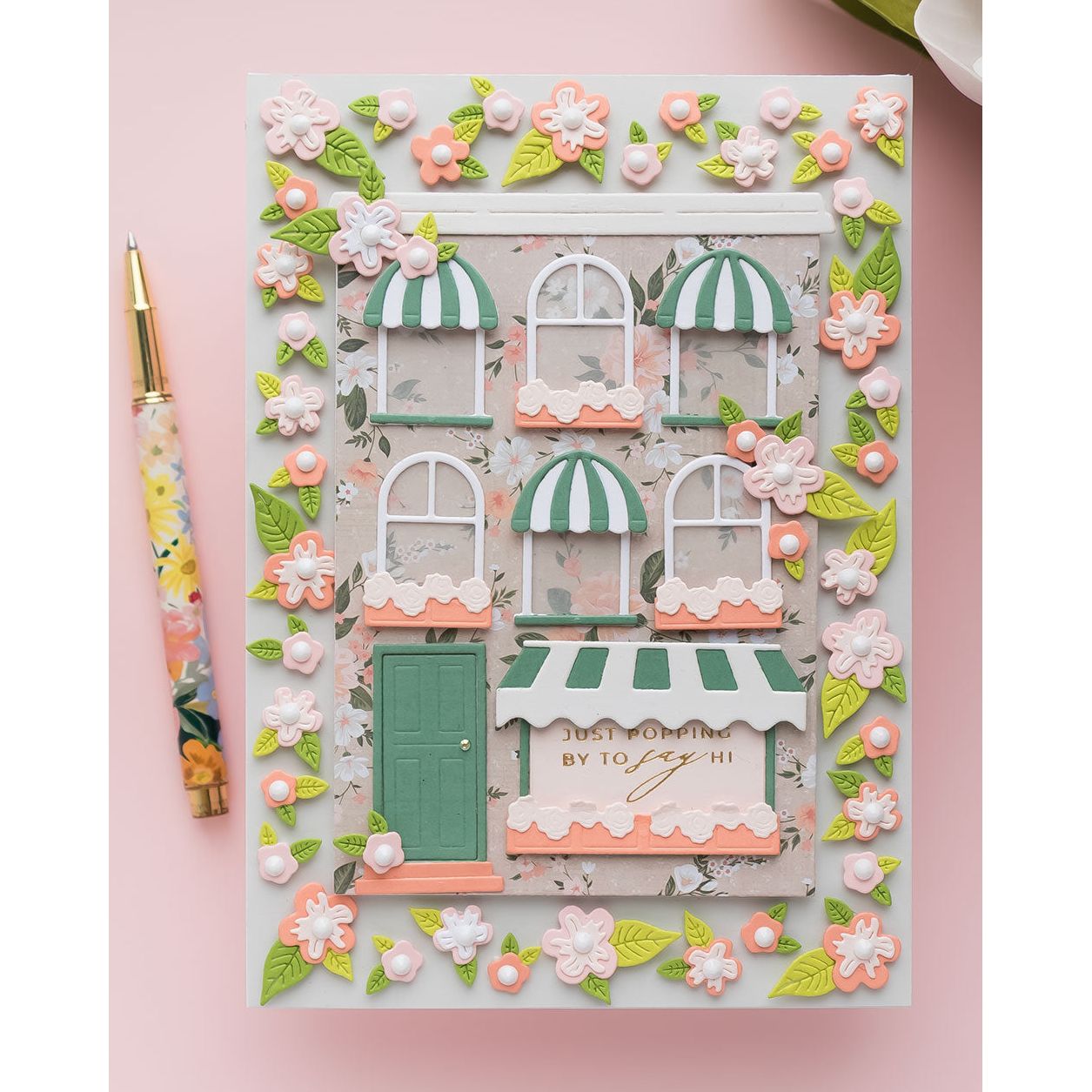 Spellbinders Welcome Home Sentiments City Holiday Add On Press and Foil Plate and Die Set bp-361 steps