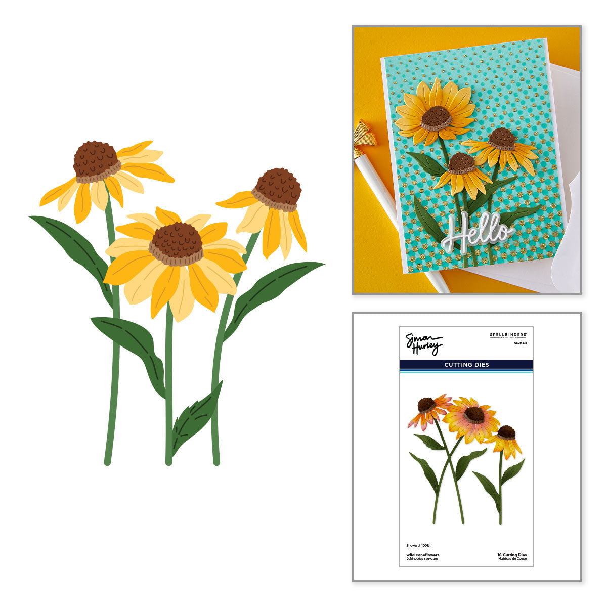 Spellbinders Wild Coneflowers Etched Dies s4-1540