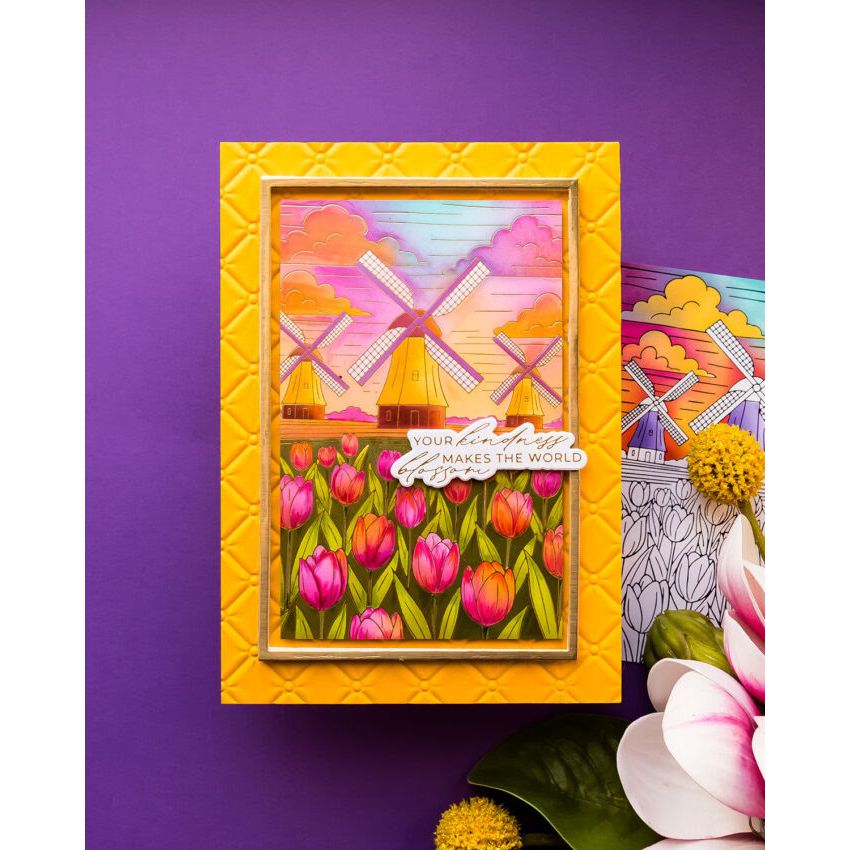 Spellbinders Windmills and Tulips Press and Foil Plate and Stencil Set bd-1071 your kindness | color-code:ALT03
