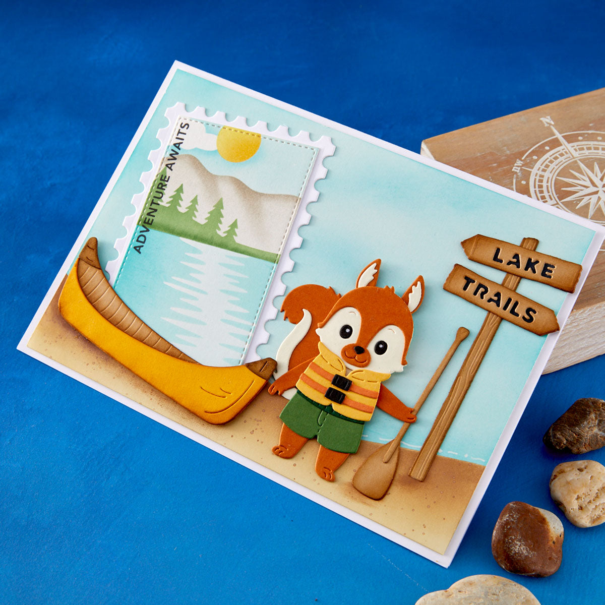Spellbinders Woodland Trio Etched Dies s5-738 canoeing