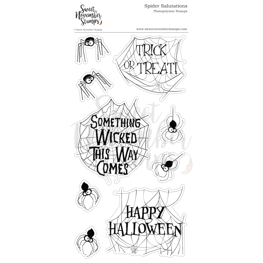 Sweet November Stamps Spider Salutations Clear Stamp Set snssshw23